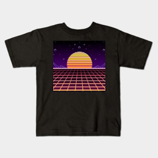 Synth Wave Background Kids T-Shirt